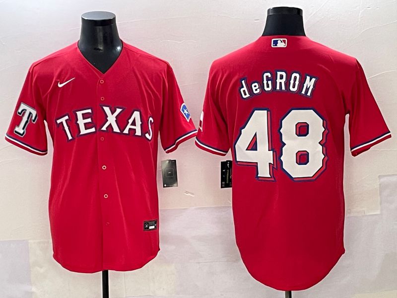 Men 2025 Texas Rangers #48 Degrom Red Game Nike MLB Jersey style 2